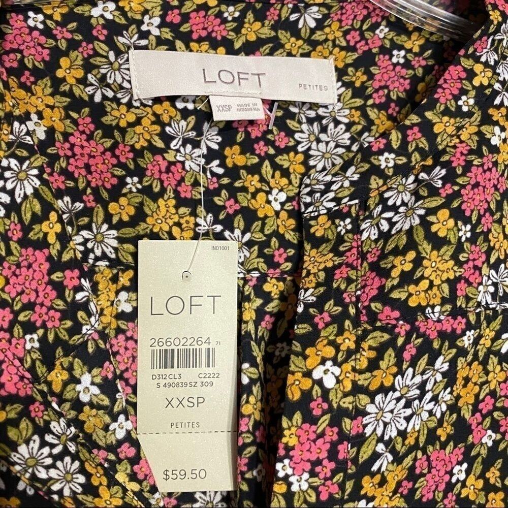 Loft Dainty Floral Multicolor Blouse Womens XXSP NWT - Picture 6 of 8